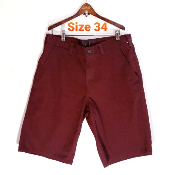Zumiez FREEWORLD Chino Shorts Burgundy Red - Size 34 Men's Casual Shorts - Picture 2 of 6